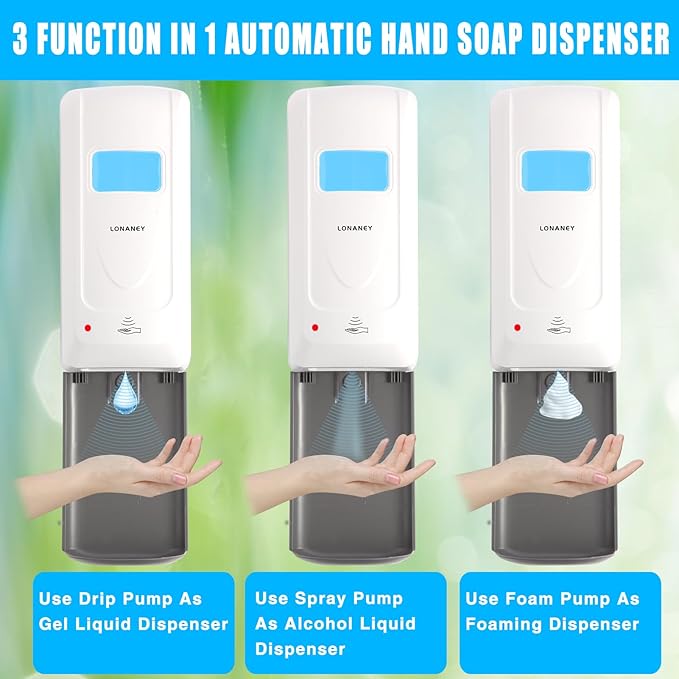 Touchless Automatic Foaming Hand Soap Dispenser Wall Mount, Motion Sensor Foam Liquid Refill Bottle Sanitizer Dispensing for Bathroom Kitchen Home Farmhouse Station