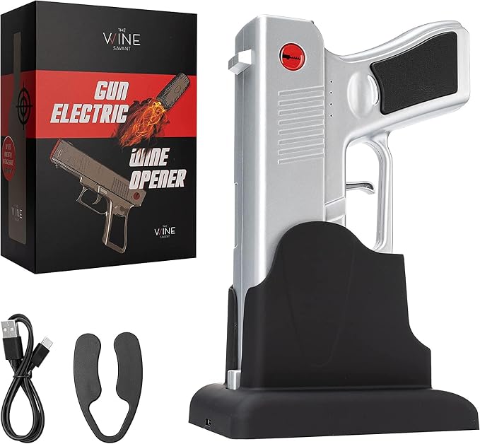 Electric Gun Wine Opener - Corkscrew Wine Opener-Rechargeable Battery, Open Wines Electronic Cork Puller - Unique Anniversary Birthday Gifts for Him, Wine Gifts for Men, Winter Gun Lovers Gifts
