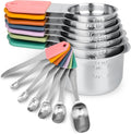 Magnetic Measuring Cups & Spoons Set 14, Heavy Duty Stainless Steel Measuring Cups and Spoons Set for Baking & Cooking, BPA Free, Round Measuring Set with Leveler, Color