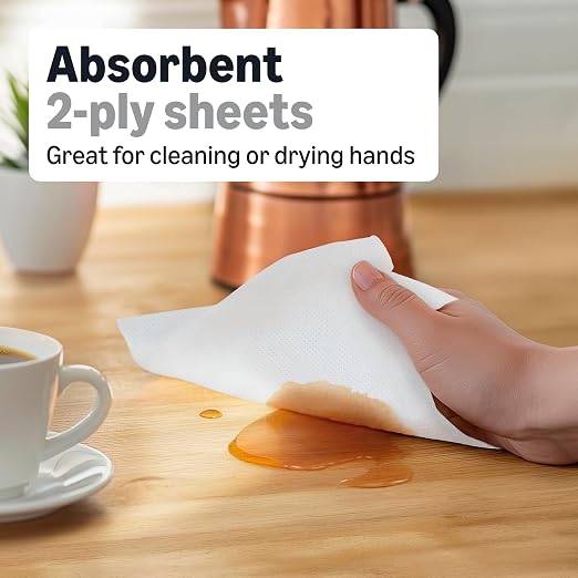 Amazon Basics 2-Ply White Adapt-a-Size Kitchen Paper Towels, Absorbent, Thick, Individually Wrapped, 140 Towels per Roll (30 Rolls), 4200 Count (Previouly AmazonCommercial)