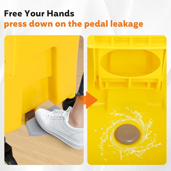 35 Qt Commercial Mop Bucket with Side Press Wringer on Wheels, Mop and Bucket Set, Add One Industrial Mop and One Mop Head Replacement