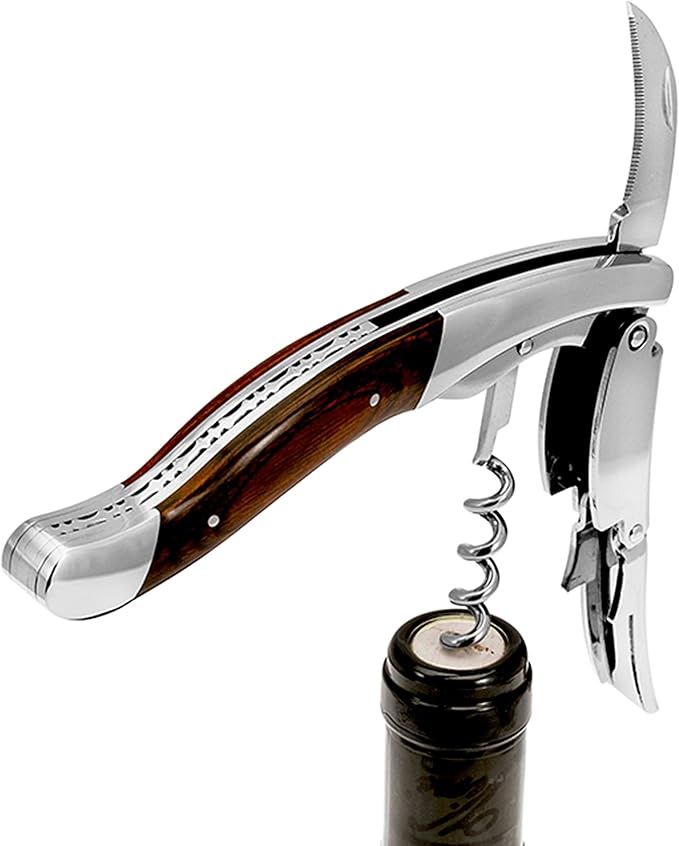 Legnoart Amarone Stainless Steel Sommelier Corkscrew with Dark Pakkawood Handle