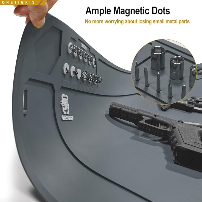 OneTigris Gun Clean Mat Magnectic for Table, Extra Large 48"x16" Anti-Slip Rubberized Repair Mat for Gun Parts, Protects Work Surface from Solvents and Oils