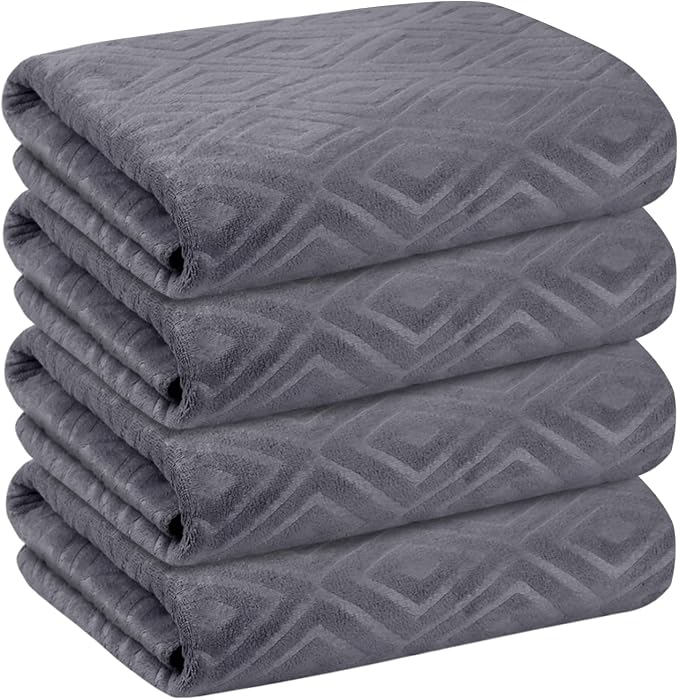JML Microfiber Bath Towels, Pack of 4, 30" x 60", Grey | Oversized, Soft, Super Absorbent,Fast Drying, Perfect for Shower, Sauna,Gym, Fitness, Yoga