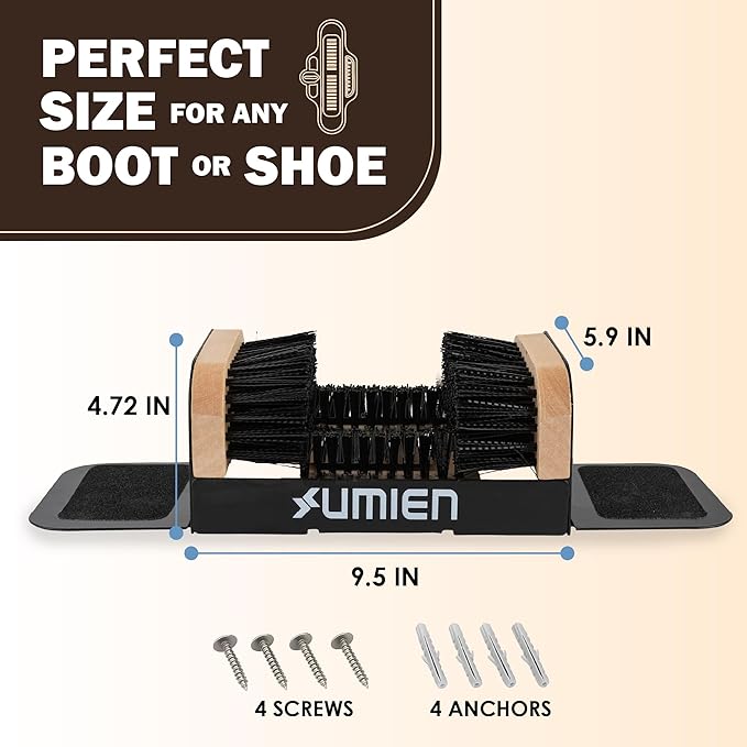 Umien™ Boot Scraper Outdoor Shoe Brush with Flaps - Cleaning Heavy-Duty Shoe Cleaner and Boot Scrubber for Mud, Dirt, and Snow - Durable Weather-Resistant Outdoor Shoe Cleaning Tool