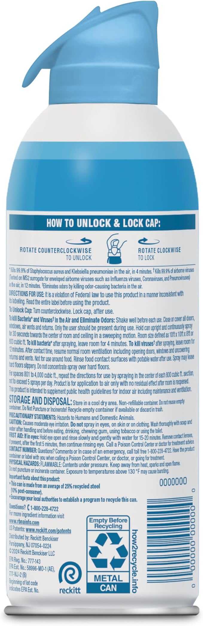 Lysol Air Sanitizer with Bacterial Odor Eliminator for Home & Office, Air Freshener Alternative, Cotton Blossom Scent, 10 oz (Pack of 3)