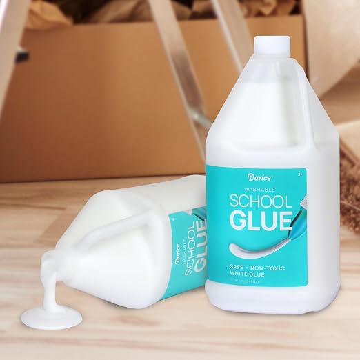 Darice School Glue – 2-Pack 1 Gallon Craft Glues – Washable and Safe Liquid Glue – No Run Formula Dries Clear – Multipurpose for Slime, Paper Mache, Arts and Crafts Projects, Back to School Supplies