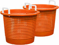 Large, Heavy Duty Fish Baskets, Orange, White Handles, Made in USA, 2-Pack