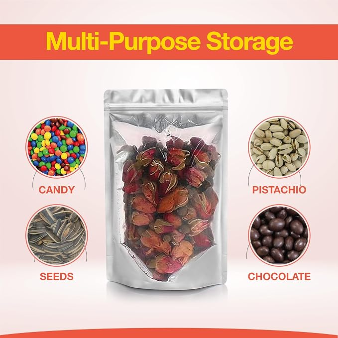 BELLE KR® 3x5 Small Mylar Bags for Freeze Dried Candy - Pack Of 100-4 Mil Thick - Resealable Bags for Small Business with See Through Window for Freeze Drying
