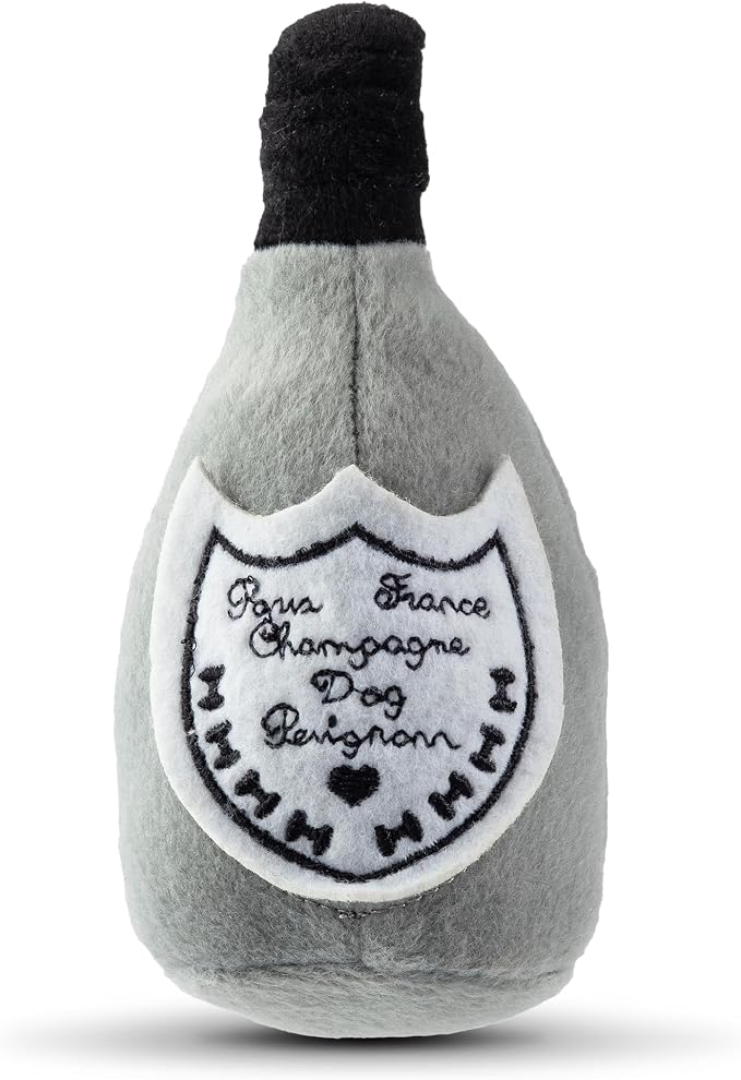 Haute Diggity Dog Champagne Dog Perignonn, Plush Designer Dog Toys with Interactive Squeaker, Stimulating Pet Enrichment, Machine-Washable & Safe Materials for All Breeds, Size Small