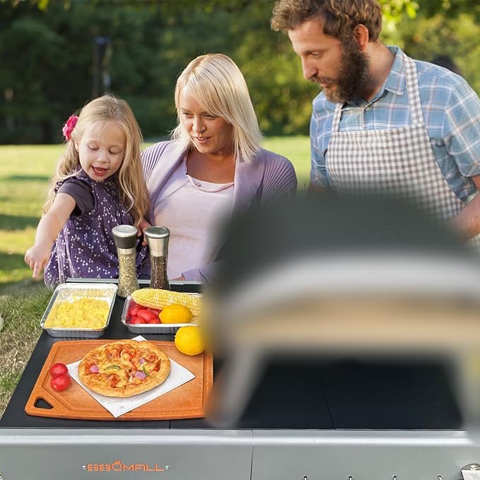 Pizza Oven Table for Ooni, Ninja and Blackstone | Thickened rolling kitchen stand with wider prep space for Koda, Karu, Fyra, griddles and BBQ tools
