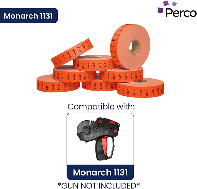 Pricing Labels for Monarch 1131 Sale Fluorescent Red - 60,000 Labels w/ 24 Rolls Value Pack, 3 Sleeves - Made in USA