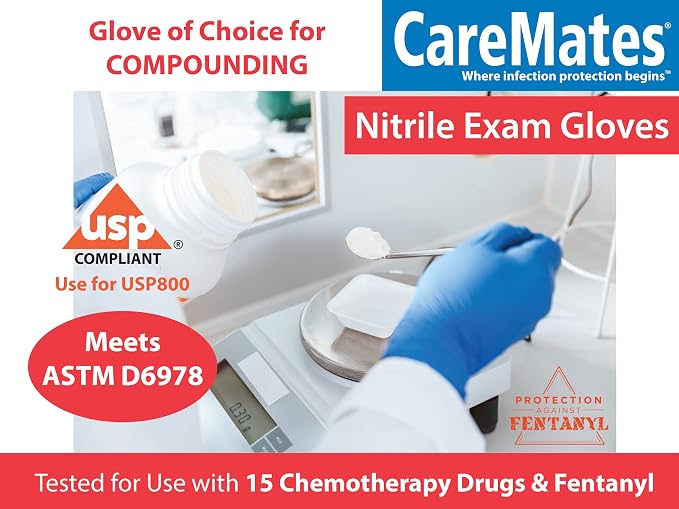 CareMates Nitrile Medical Exam Gloves, Latex Free Rubber, Powder Free, Extra Strong, 4 Mil Thick, Certified for Home Infusion, First Aid, Food Safe, Cleaning Gloves, Small, 400-Count