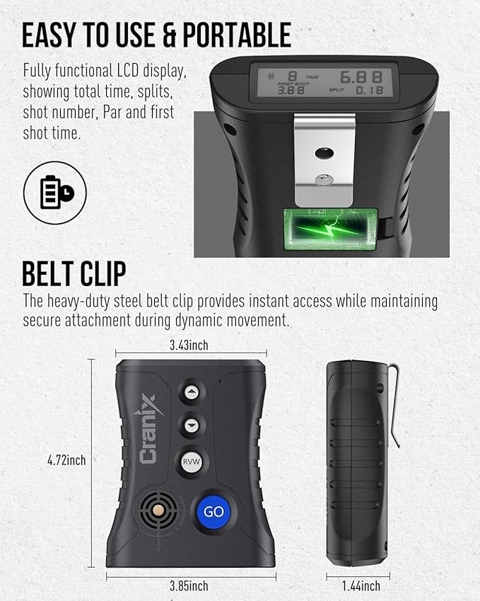 Professional Shot Timer for Shooting Competition, 0.01s Precision Tactical Training Shot Timers with Loud Buzzer, Enhanced Detection & Long Battery Life & 4 Modes (Sapphire Blue)