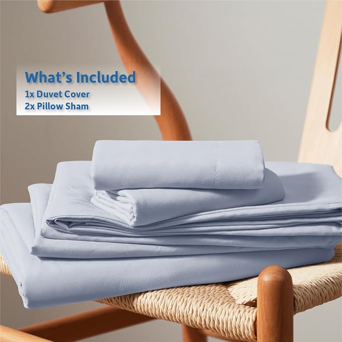 Nestl Ice Blue Duvet Cover King Size - Soft Double Brushed King Duvet Cover Set, 3 Piece, with Button Closure, 1 Duvet Cover 104x90 inches and 2 Pillow Shams