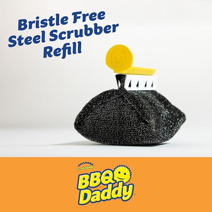 Scrub Daddy BBQ Daddy + Refill Heads - BBQ Cleaning Brush with Scraper & Bottle Opener, Barbeque Grill Cleaner, Wire Bristle Free, Barbecue Cleaner Brushes, High-Tech Cleaning Accessories for Men