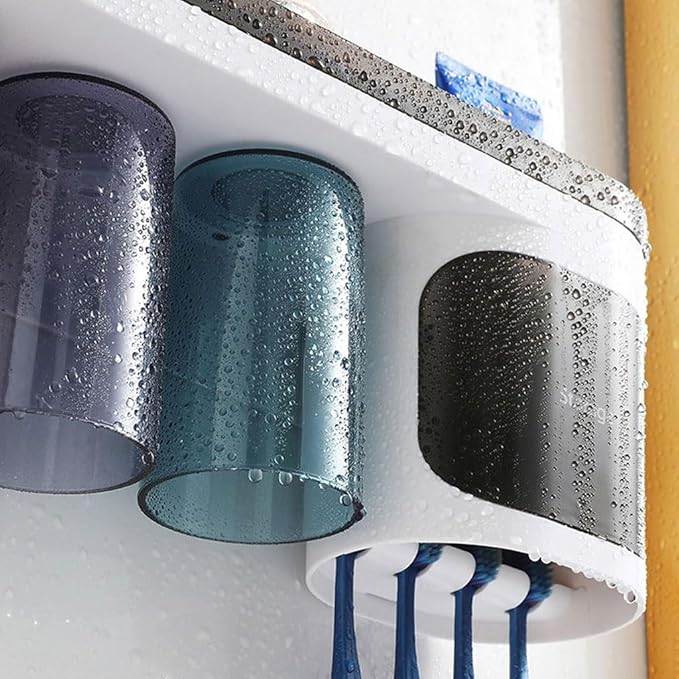 Toothbrush Rack Wall-Mounted Plastic Toothbrush Holder with Lid Toothpaste Holder Multifunctional Bathroom Accessories Storage Box Bathroom Toothbrush Holder, S41.6cm