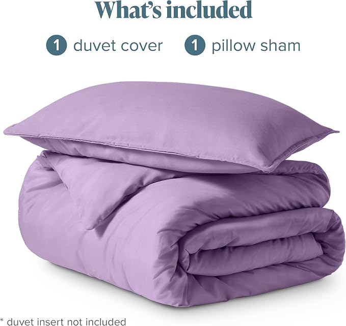 Bare Home Bedding Duvet Cover Extra Long Size - Premium 1800 Super Soft - Lightweight, Cooling Duvet Cover - Soft Breathable Bedding (Twin/Twin XL, Lavender)