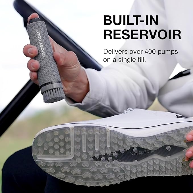 Ghost Golf Magnetic Golf Club Brush with Water Reservoir & Shoe Brush - Dual Head Groove Cleaner, Nylon Bristle, Retractable Carabiner Clip - Golf Cleaning Tool for Irons, Wedges & Golf Shoe Cleats