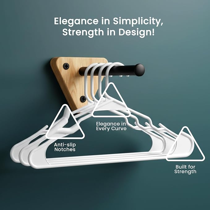 Utopia Home Plastic Hangers 100 Pack – Space Saving Clothes Hanger White | Durable & strong | Closet organizer & storage | Ideal for apartments, dorms & stocking stuffers