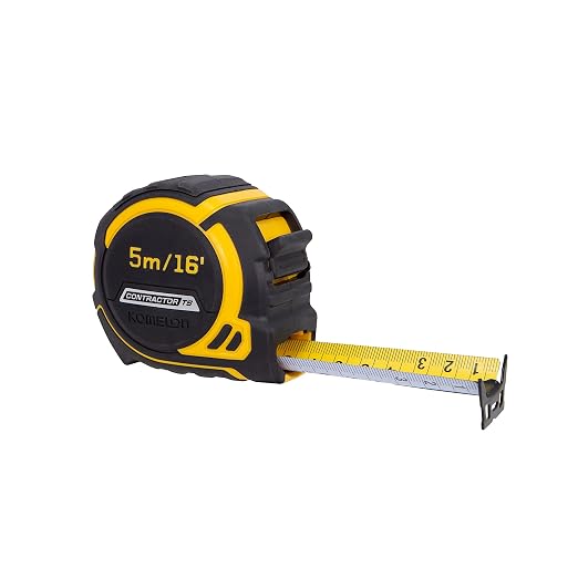 Komelon 16-Ft/5m Contractor TS Wide Blade Tape Measure with Backside Printing, Manual Lock, Long Standout (93416IM)