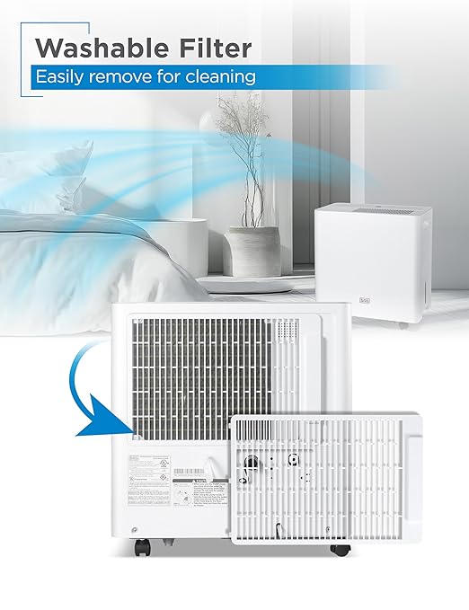 BLACK+DECKER Portable Dehumidifier with Built-in Pump, Extracts 50-Pint Per 24-Hours, Dehumidifier with Pump for up to 4500 Sq. Ft., 12.68-Pint Bucket, Energy Star Certified, BDM50PWCDA, White