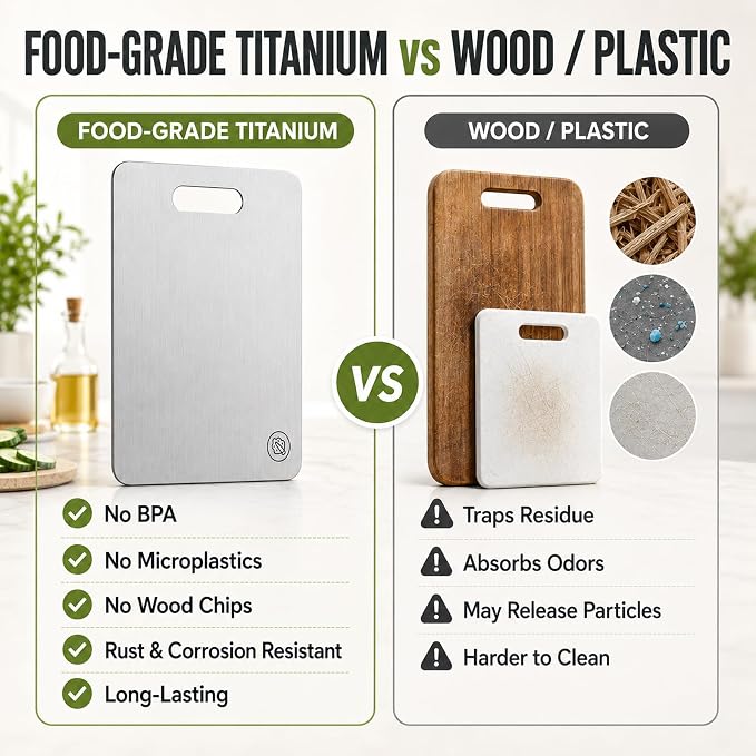 Titanium Cutting Board for Kitchen, Double Sided Food Grade Metal Cutting Board, Non Toxic Dishwasher Safe Chopping Board,Durable Knife Friendly,12”×9”Small,1PC