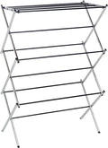 Amazon Basics Foldable Portable Metal Clothes Drying Rack for Indoor Air Drying, Energy Saving, 14.5 x 29.5 x 41.8 inches, Chrome Silver