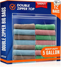 12 Count 5 Gallon Double Zipper Jumbo Bags, 18x24 inches,12 Count Heavy Duty Storage Bag for Clothing, Bedding, Shoes, Pillows, Pet Supplies, Crafts, Books, Magazines, Toys