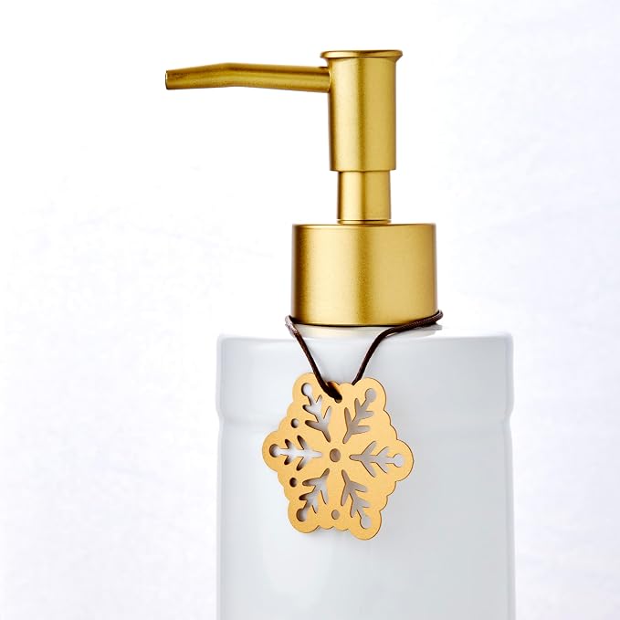 SKL Home Seasonal Charm Soap/Lotion Dispenser Gift Set with 4 Interchangeable Stainless Steel Charms, Refillable for Bathroom & Kitchen, Warm Gold