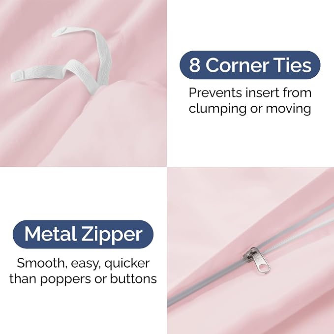Duvet Cover Full Size Set - Extra Soft Full Duvet Cover 80" x 90" with 2 Pillow Shams for Women, Men, Kids & Teens - Hotel Luxury w/ Zipper Closures & Ties - Comfy, Cozy & Breathable (Lavender Pink)
