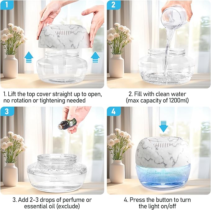 Purifier Air Washer, Air Fresher Aroma Diffuser for Home, Office, Air Purifier with Night Light (Marbling)