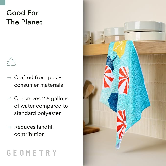 GEOMETRY Spring Kitchen Towels - Quick Dry Microfiber Cloth Spring & Summer Dish Towels for Kitchen Drying - Premium Quick Dry Towel - Daisy Delight, 18" x 30" - 1-Pack
