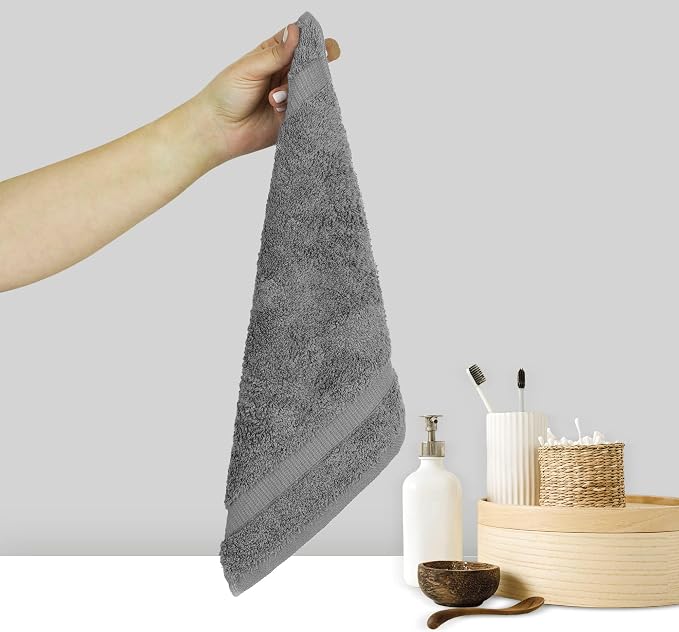 Chakir Turkish Linens Personalized 3 Piece Towel Set, 100% Cotton Luxury Turkish Towels for Bathroom, Soft Absorbent Towel Set with Bath Towel Hand Towel and Washcloth, Gray
