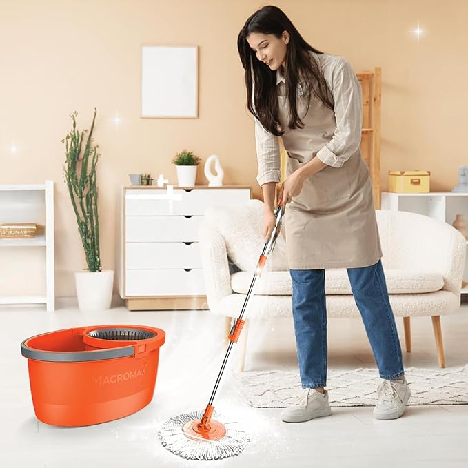 Home Cleaning Kit with Faster Spin Mop Bucket Refills Cloths Sponges Scourers Household Supplies Set