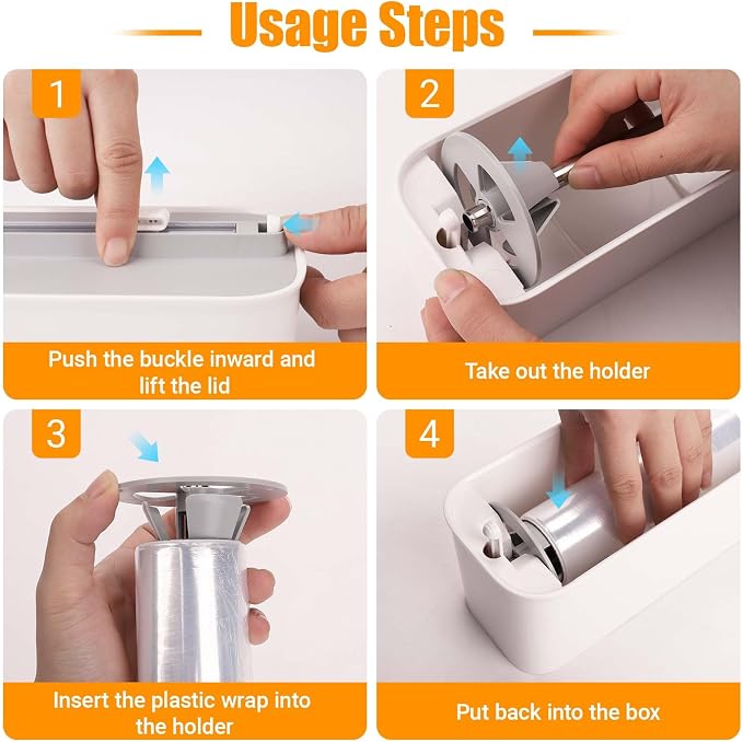 Magnetic Plastic Wrap and Foil Dispenser with Cutter, Upgrade Large Size Fits Max 12.8In x 984Ft Cling Film, Adhesive Wall Mounted Aluminum Foil and Wrap Organizer Holder for Kitchen