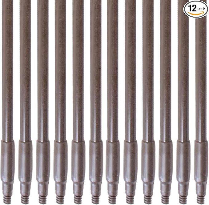 SPARTA Fiberglass Broomstick Replacement Broom Handle with Acme Threaded Tip for Industrial Cleaning Tools, Fiberglass, 60 Inches, Brown, (Pack of 12)