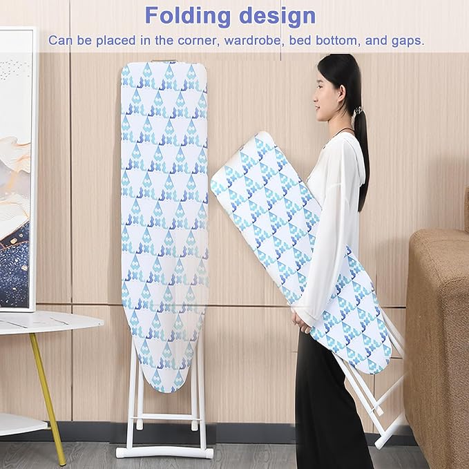 Ironing Board, Height Adjustable Smooth Edge Good Load-Bearing Non-Slip Clothes Ironing Board with Folding Legs (Neon)