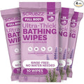 Extra Large Body Wipes for Adults Bathing No Rinse - 40 Ultra Thick Disposable Shower Wipes for Men, Women & Elderly - Great for Gym, Camping, Post Surgery - Lavender