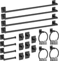 KLJKPA 20 Pieces Bathroom Hardware Set, Black Bathroom Accessories Set, 24 inch Towel Bar, Towel Racks for Bathroom, Robe Towel Hooks, Toilet Paper Holder Wall Mounted