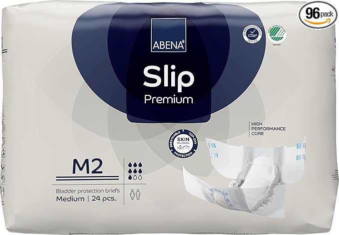 Abena Slip Premium Incontinence Briefs, Level 2, (Extra Small to Extra Large Sizes), Medium, 96 Count