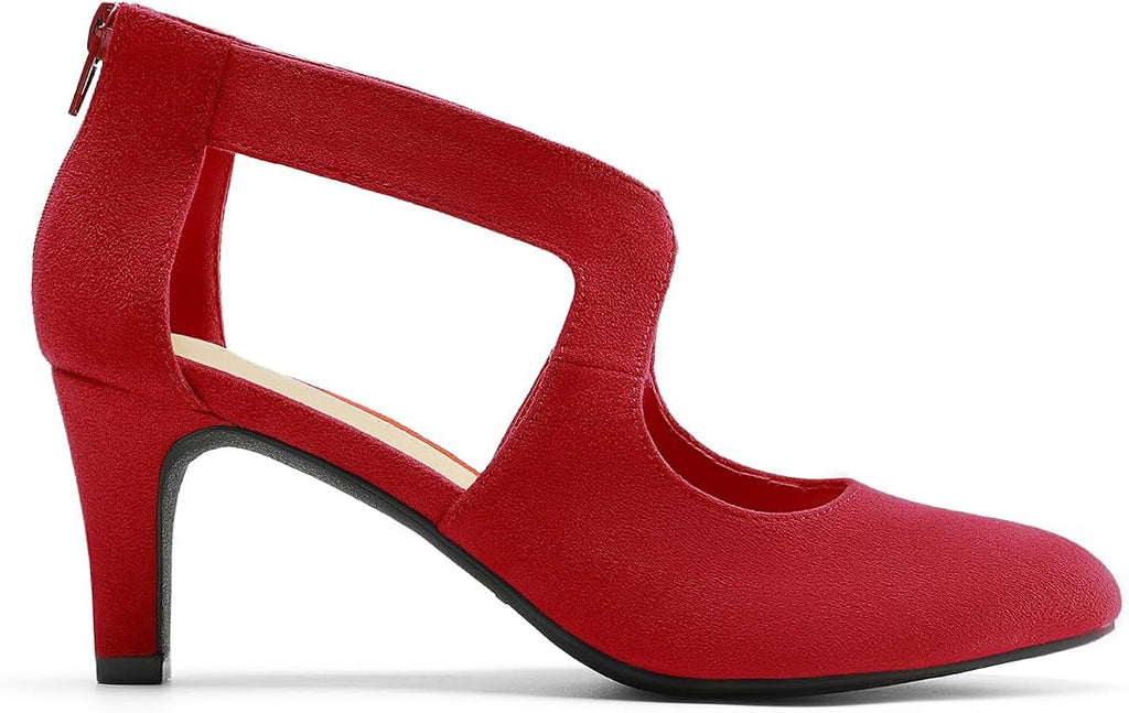 DREAM PAIRS Women's Pumps Closed Pointed Toe Kitten Heels | Elegant Party Dress Shoes with Chic Crisscross Cutouts, 2.76 Inch Heel, and Back Zip for Polished, All-day Secure Strides