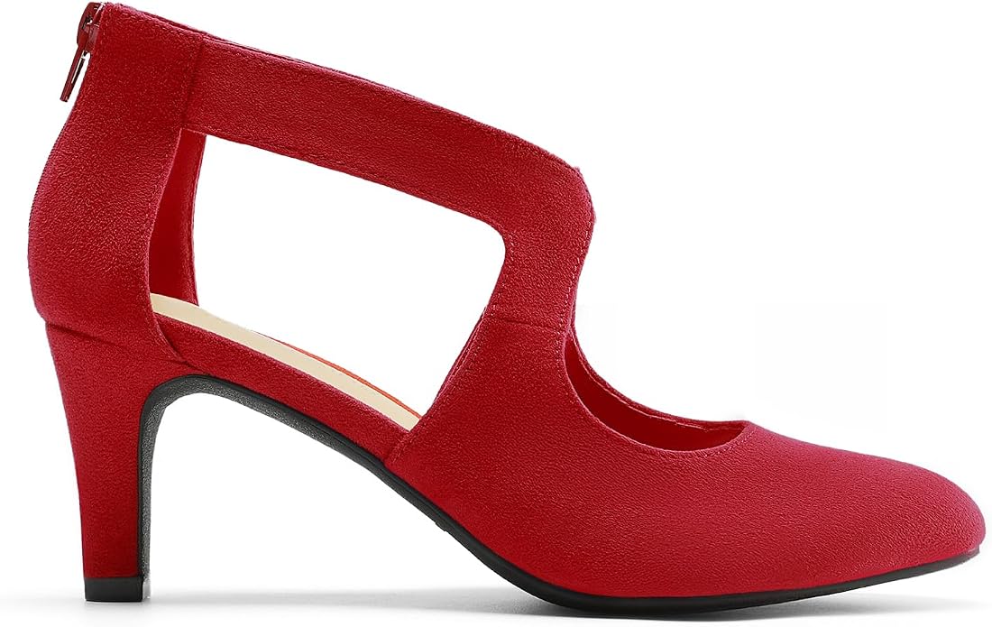 DREAM PAIRS Women's Pumps Closed Pointed Toe Kitten Heels | Elegant Party Dress Shoes with Chic Crisscross Cutouts, 2.76 Inch Heel, and Back Zip for Polished, All-day Secure Strides