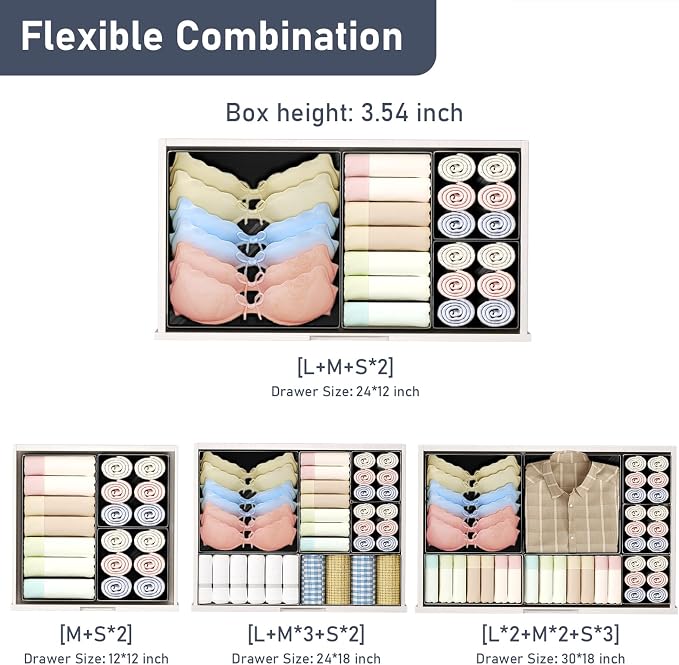 DIMJ Drawer Organizer Clothes 30 Pack - Foldable Baby Organizers and Storage Dresser Organizer for Bedroom, Closet Nursery Organization Dresser Dividers for underwear, Sock, Bra, Belt, Tie