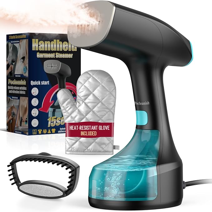 Steamer for Clothes - 1900W Strong Penetrating Steam & Fast Wrinkle Remover Portable Handheld Garment Steamer 3 Steam Settings, Fabric Brush & 300ml Big Capacity, Clothes Steamer Iron for Home Travel