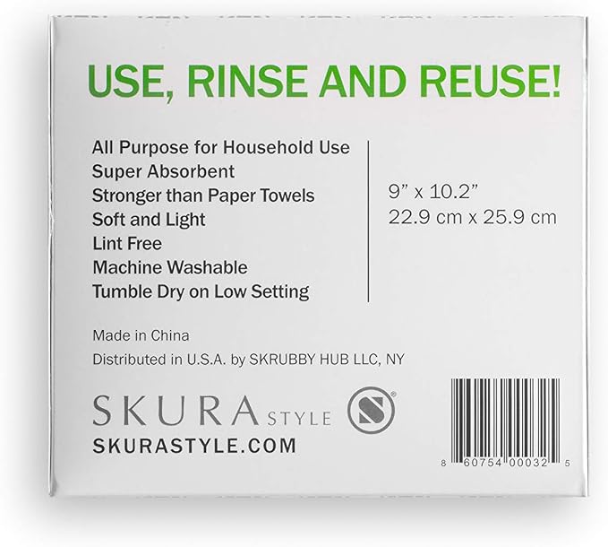 Skura Style Everyday Essentials — 4 Odor Free, Non-Scratch Kitchen Sponges + 4 Very SKRUBBY Heavy-Duty Scouring Pads + 10 Wipe Envy Lint-Free Microfiber Wipes