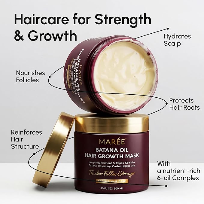 MAREE Deep Conditioning Hair Mask for Damaged Hair Treatment – Keratin Hair Care for Hydrating Growth Repair Moisturizing – Dry Curly Color Refreshing – 10 Fl Oz, Yellow
