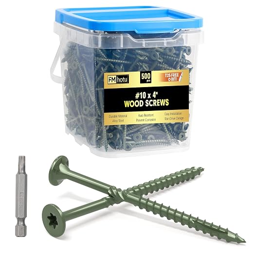 #10 x 4” Deck Screws, 500Pcs Star Drive Wood Screws | Rust Resistant Timber Screws for Timber/Log/Landscaping Wood, T25 Star Bit Included, Green