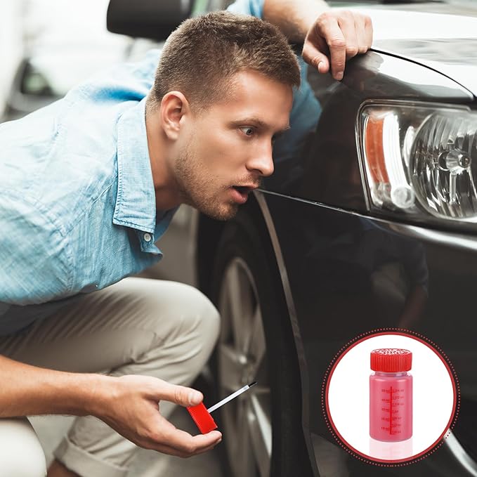 Mumufy 120 Pcs Touch up Paint Bottles with Brush and Lid Empty Touch up Bottle with Mixing Balls 2 oz Fluid Capacity Leftover Paint Container for Car Scratches Repair (Red)