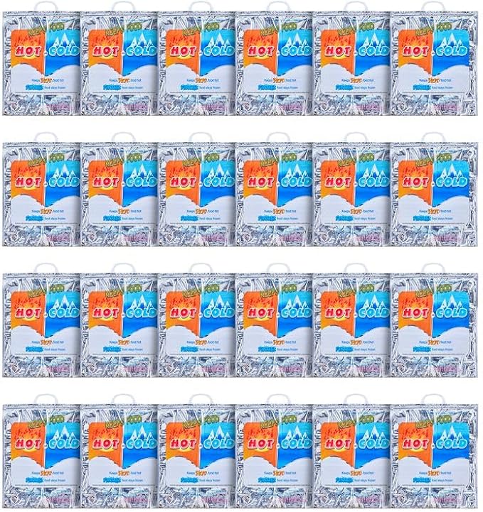 Superio Hot and Cold Insulated Bags for Food Delivery, Grocery Shopping Bags, Food Storage for Hot and Frozen Food for Travel, Disposable Cooler Bag, Reinforced Thermal Lunch Bag (24, 16"x5.5"x19")